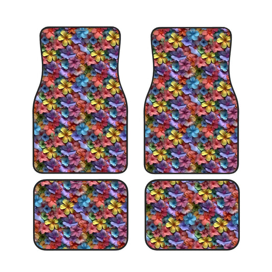 10 Beautiful Flower Designs, 4 Piece Auto Floor Mats