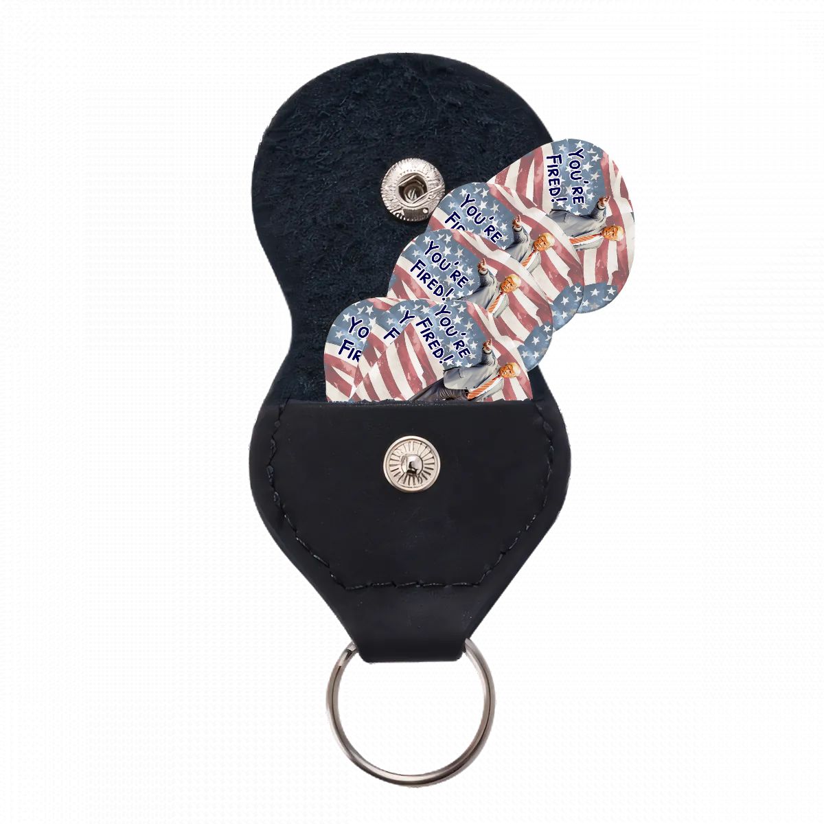 6 Guitar Picks with Keychain Snap Case- Donald Trump, "You're fired"  – 3 Thicknesses
