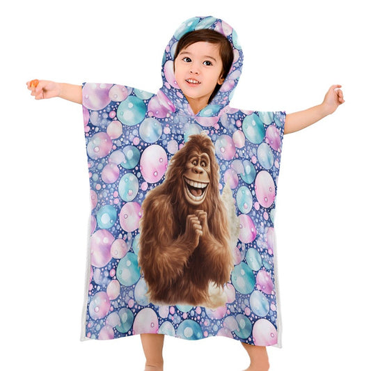 Bigfoot, Sasquatch Themed, Hooded Terry Cloth Pullover Towel for Kids, Children