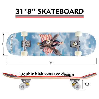 Donald Trump on Eagle, High Density 7 Layer Skateboard, Made In USA