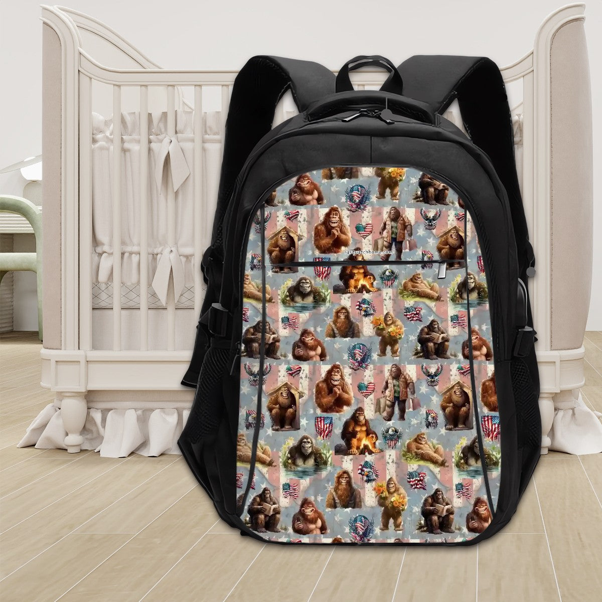 20 Bigfoot / Sasquatch Designs, Large Capacity, Laptop Bag with USB Charger