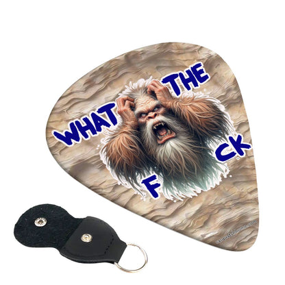 6 Guitar Picks with Keychain Snap Pick Wallet- Bigfoot / Sasquatch "WTF"  – 3 Thicknesses