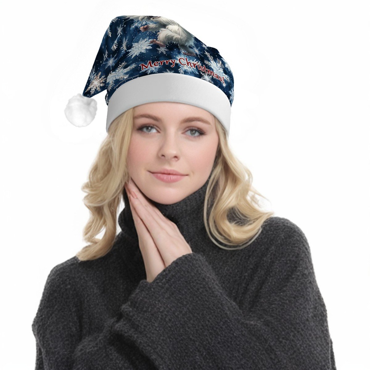 Cute Yeti, Adult Plush Santa Hat with Light