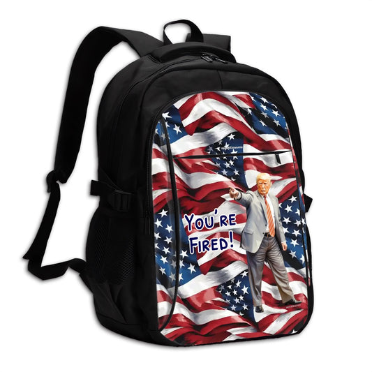 Donald Trump "You're Fired", Large Capacity, Oxford Travel, Laptop Bag with USB Charger