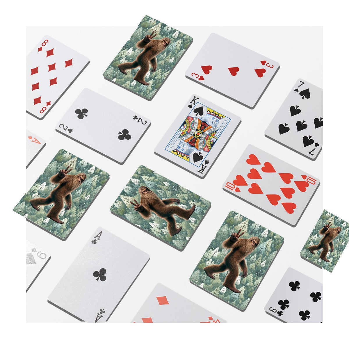Sasquatch, Bigfoot Peace Sign Poker Playing Cards