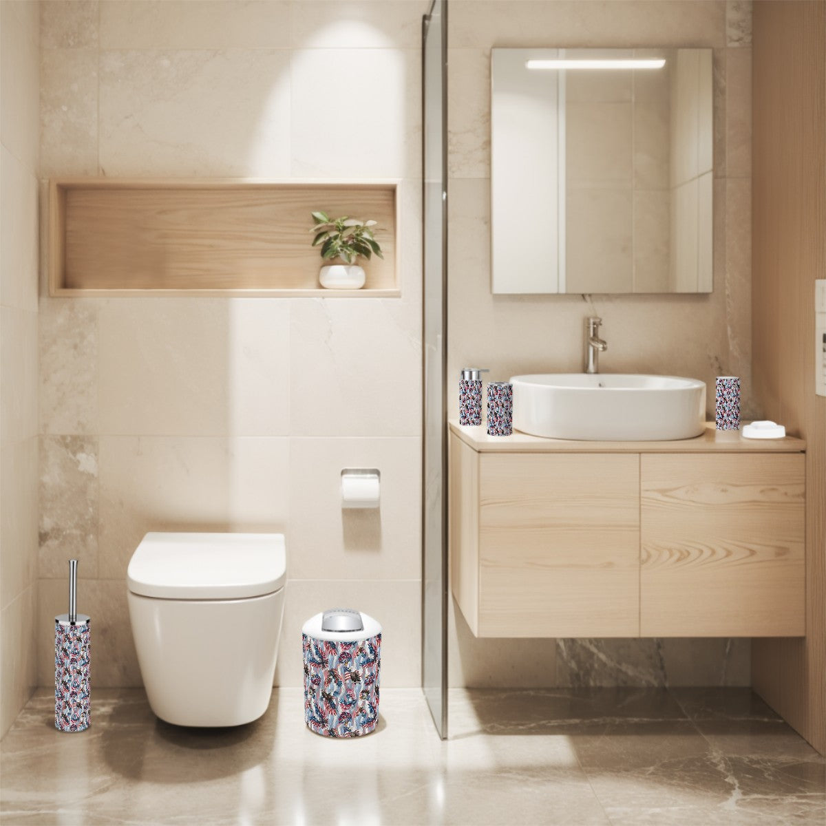 8 Patriot Designs, 5 Piece Bathroom Décor Set