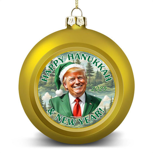 Donald Trump "Happy Hanukkah" Ball Ornament, Tree Decoration, Holiday Décor