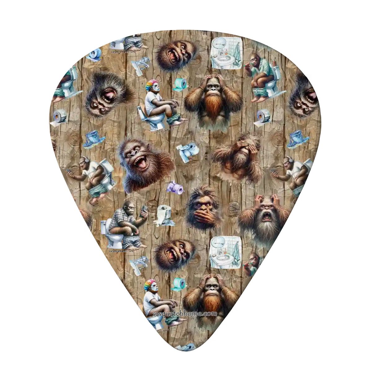 Bigfoot / Sasquatch 6 Guitar Picks with Keychain Snap Pick Wallet