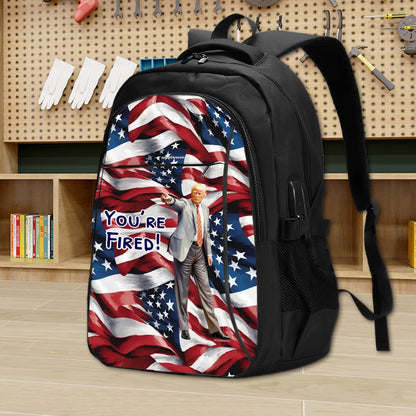 Donald Trump "You're Fired", Large Capacity, Oxford Travel, Laptop Bag with USB Charger