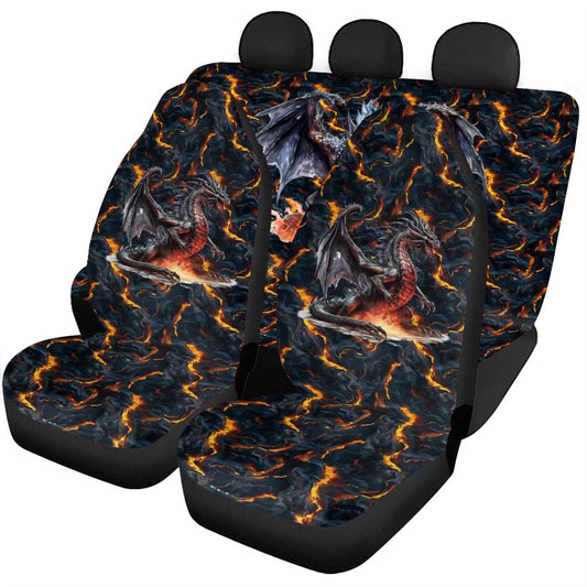 Fire Dragon on Lava, Car Seat Covers, Full 3 Piece Set