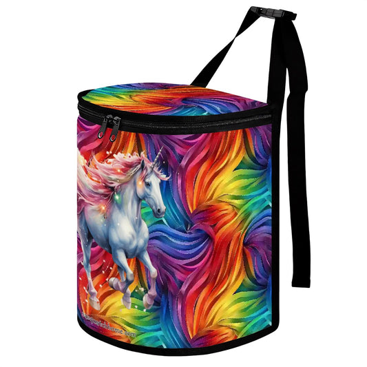 Unicorn on Rainbow Background, Bucket-Shaped Car Trash Bag