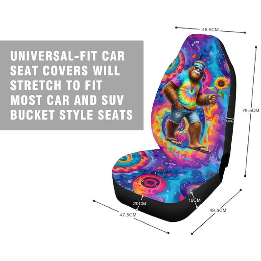 Hippie Sasquatch / Bigfoot, Car Seat Covers, Full 3 Piece Set