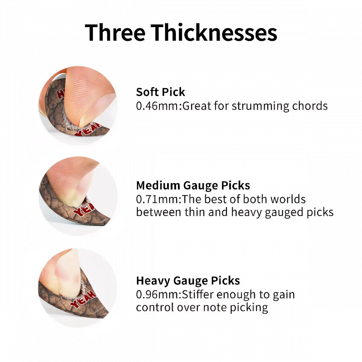 6 Guitar Picks with Keychain Snap Pick Wallet- Bigfoot Sasquatch "Hell Yeah"  – 3 Thicknesses