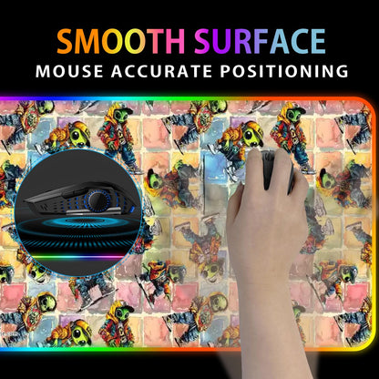 6 Alien Designs, Wireless Charging Gaming Mouse Pads / Mat With Lights - 2 Sizes