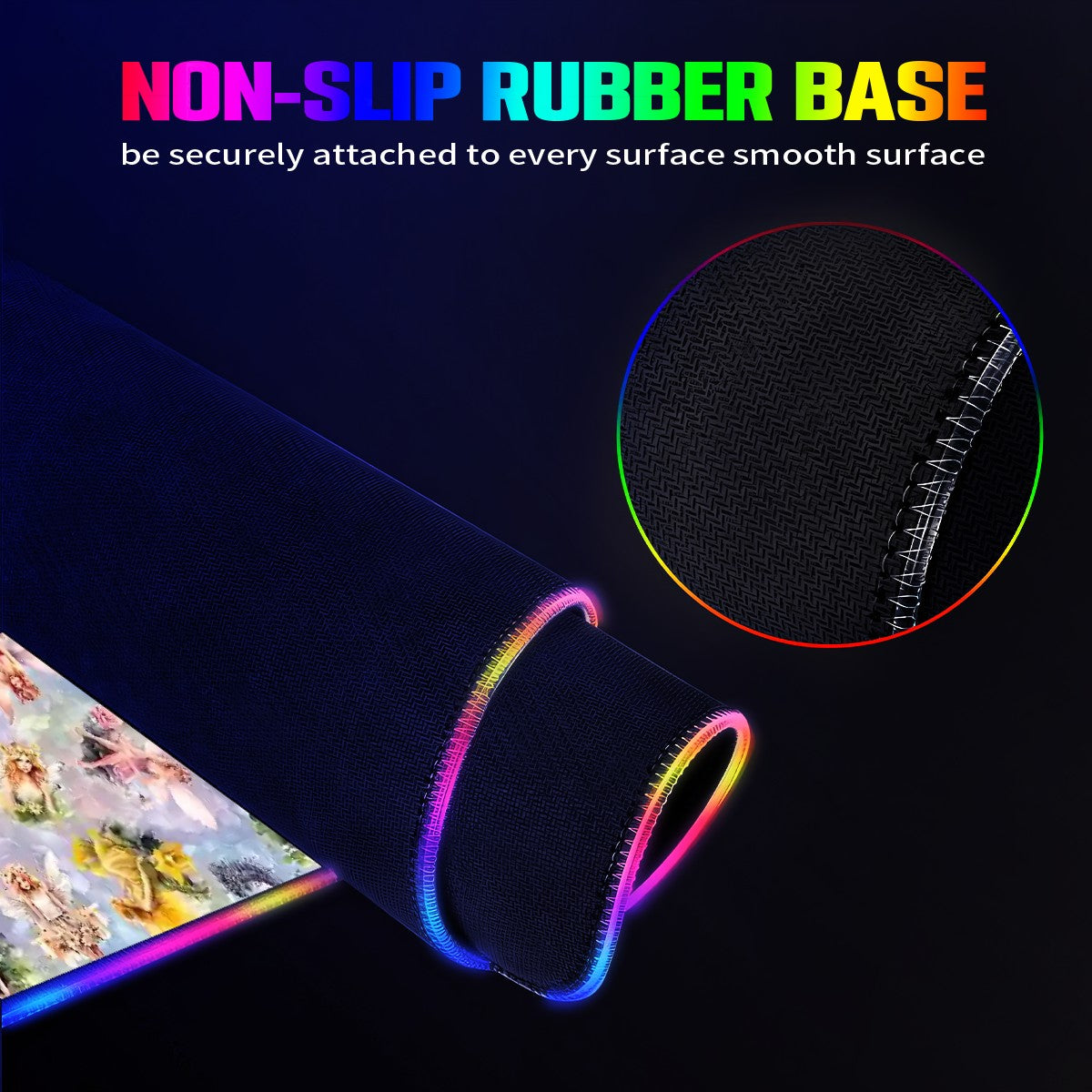 6 Fairy Designs, Wireless Charging Gaming Mouse Pads / Mat With Lights - 2 Sizes