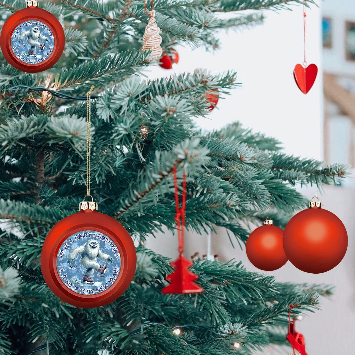 Yeti, "Have a Hairy Christmas..", Christmas Ball Ornaments