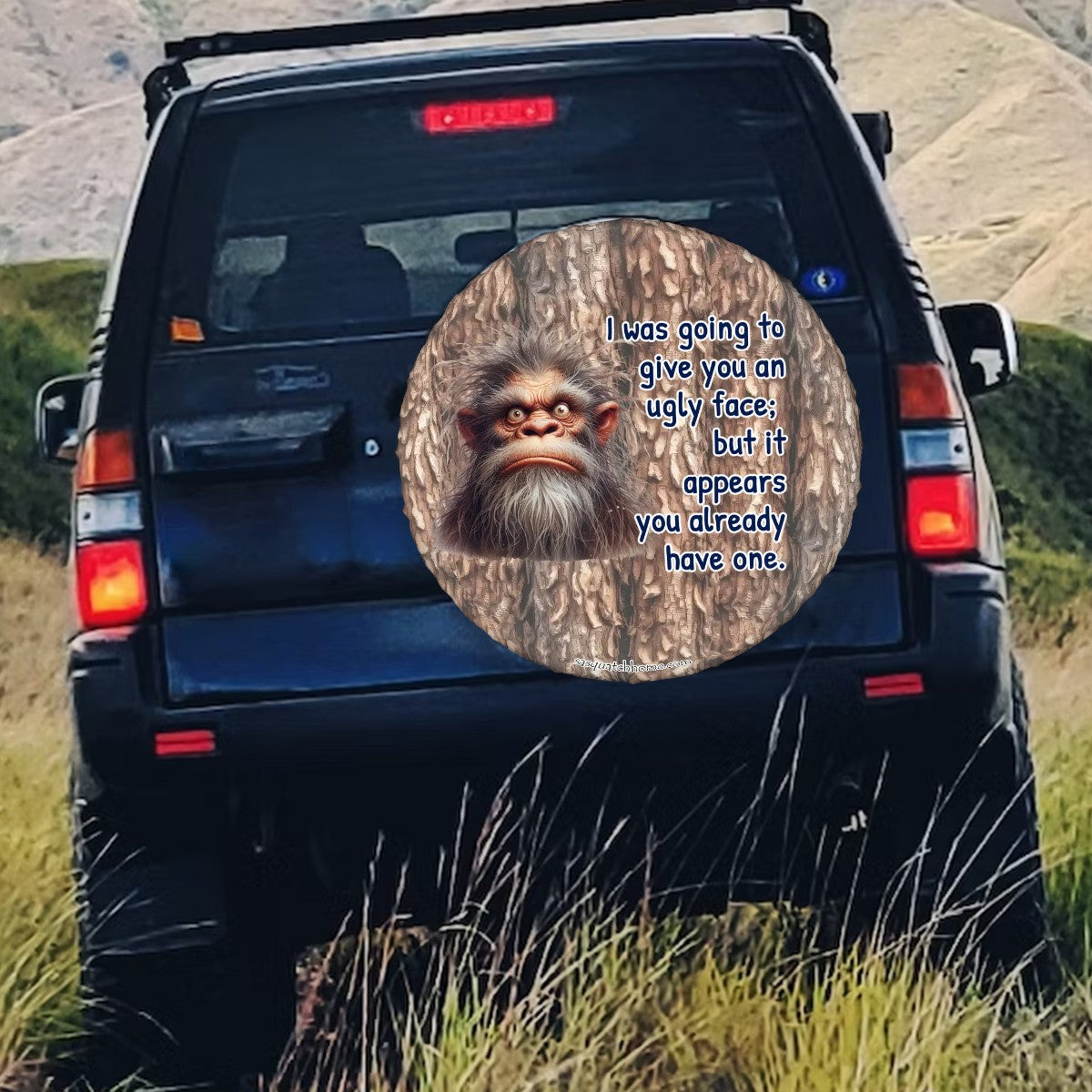 Ugly Face Sasquatch Bigfoot Tire Cover - Protect Your Spare with Style