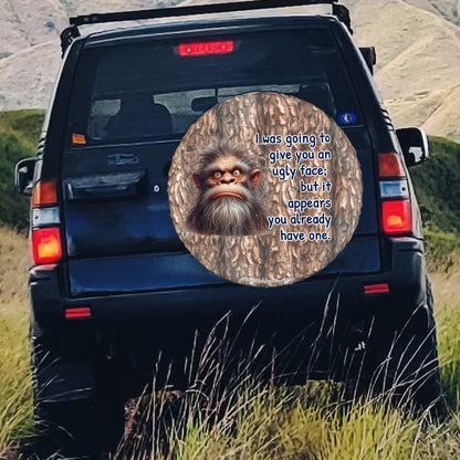 Ugly Face Sasquatch Bigfoot Tire Cover - Protect Your Spare with Style