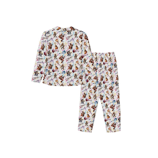 Bigfoot Sasquatch Playing Guitar Women’s Long Sleeved Pajama Set