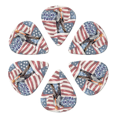 6 Guitar Picks with Keychain Snap Case- Donald Trump, "You're fired"  – 3 Thicknesses