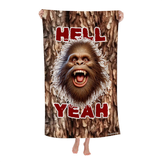 Bigfoot, Sasquatch "Hell Yeah", 52” x 32” Microfiber Absorbent Bath Towel