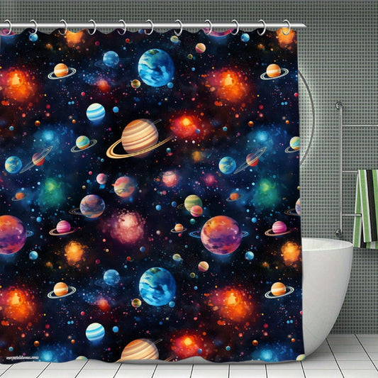 12 Galaxy Designs, Waterproof Polyester Shower Curtain – Made in the USA – 70.8x70.8”