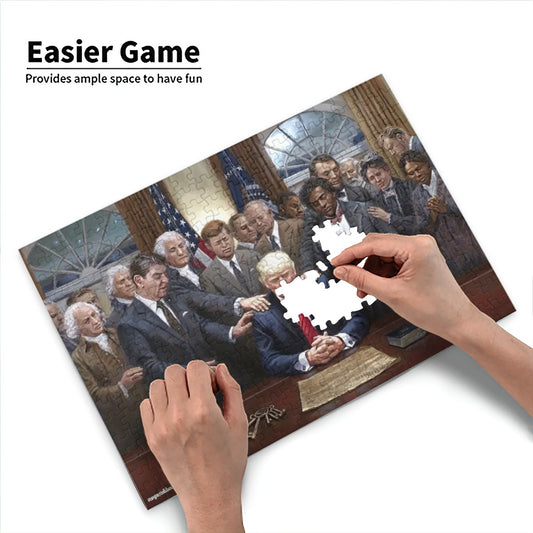 Donald Trump With Historical Figures Wooden Jigsaw Puzzle 300 pcs (Horizontal)