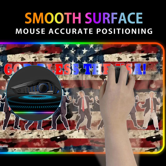 Donald Trump, "God Bless..", Wireless Charging Gaming Mouse Pads / Mat With Lights - 2 Sizes