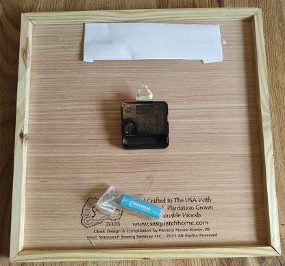 Hand Made Wood, Laser Etched Dragon Clock, 12" x 12"