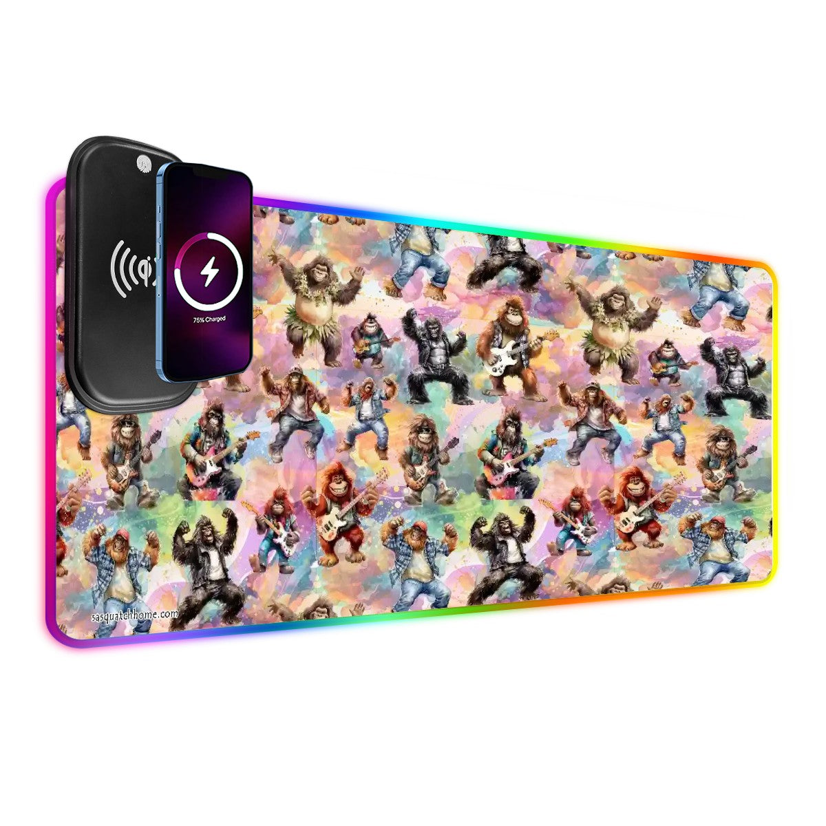 20 Bigfoot / Sasquatch Designs, Wireless Charging Gaming Mouse Pads / Mat With Lights - 2 Sizes