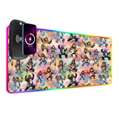 20 Bigfoot / Sasquatch Designs, Wireless Charging Gaming Mouse Pads / Mat With Lights - 2 Sizes