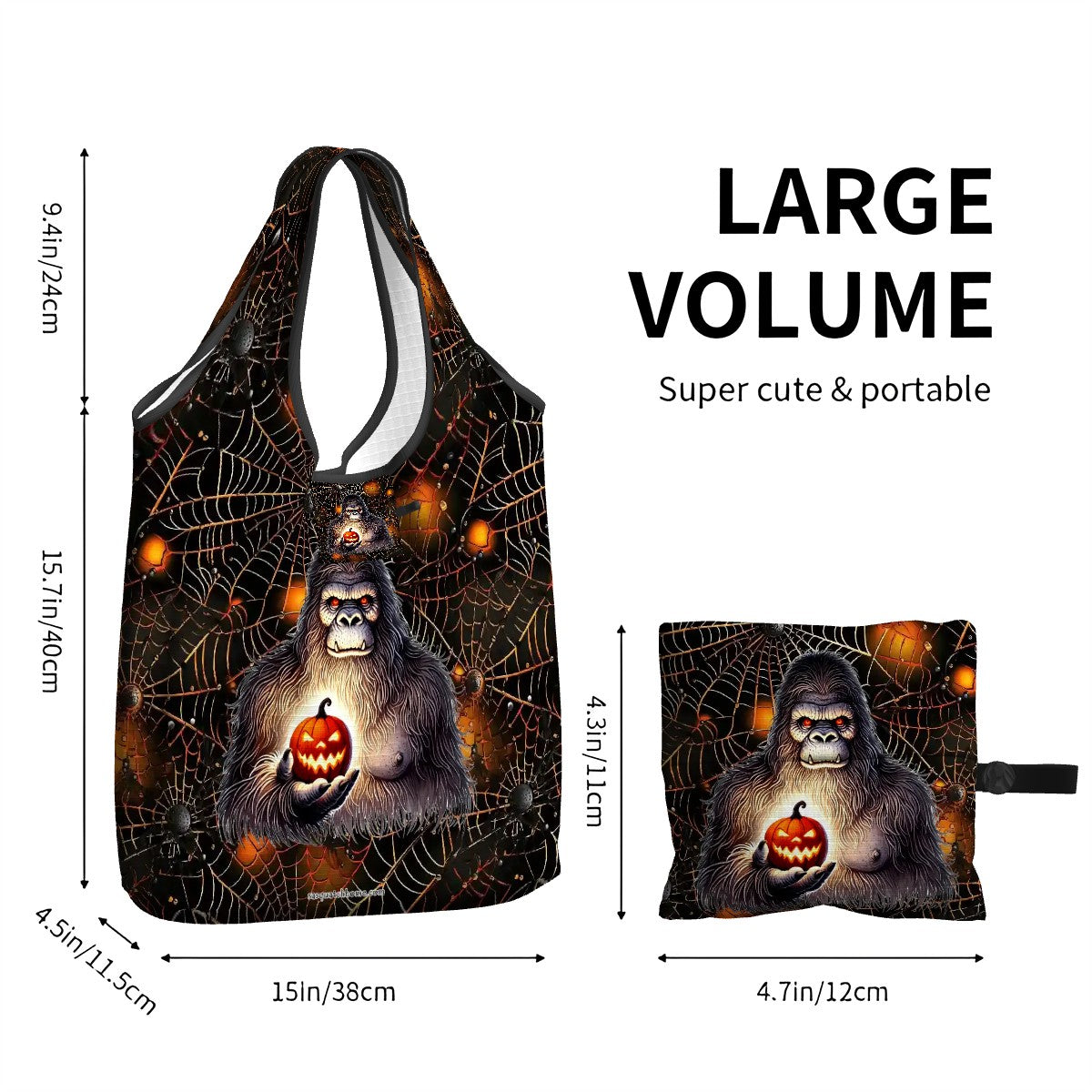 Bigfoot / Sasquatch Halloween Bag, Reusable Folding Bag