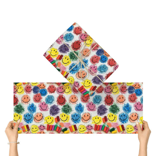 Child Drawing Smileys, 3 Pack Gift Wrapping Paper Sheets