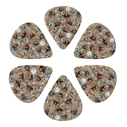 Bigfoot / Sasquatch 6 Guitar Picks with Keychain Snap Pick Wallet