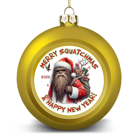 Bigfoot Sasquatch Santa, "Merry Squatchmas..", Christmas Ball Ornaments