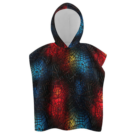 Colored Spider Webs, Hooded Terry Cloth Pullover Towel for Kids, Children