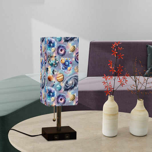 20 Misc Designs, Square Table Lamp with USB Ports, Charger
