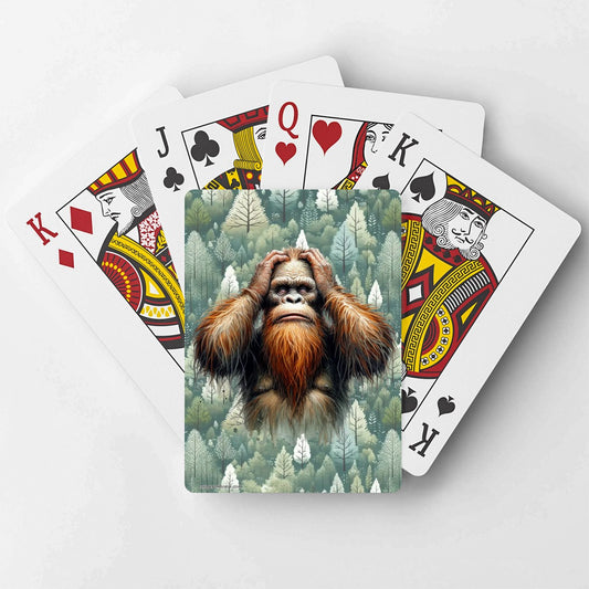 Sasquatch, Bigfoot, Hands on Head Poker Playing Cards