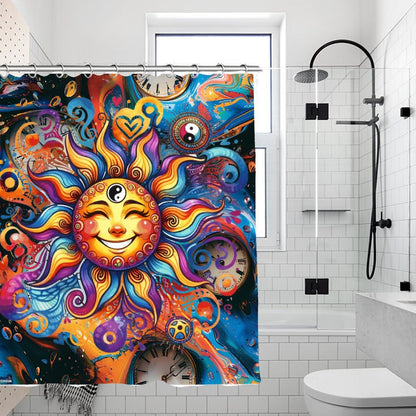 Happy Rainbow Sunshine Waterproof Polyester Shower Curtain – Made in the USA – 70.8x70.8”