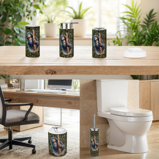 Bigfoot / Sasquatch Hiding, 5 Piece Bathroom Décor Set