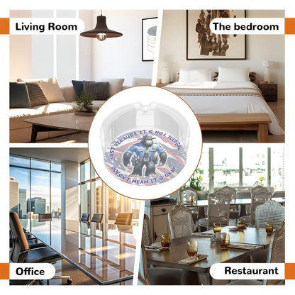 3 .3" Round, Lead Free Glass Ashtray - Bigfoot Sasquatch Cop, "Just because it's...."