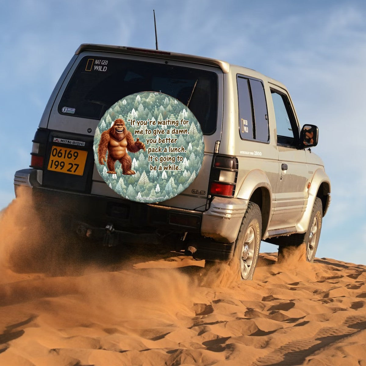 "IF Your Waiting" Sasquatch Bigfoot Tire Cover - Protect Your Spare with Style