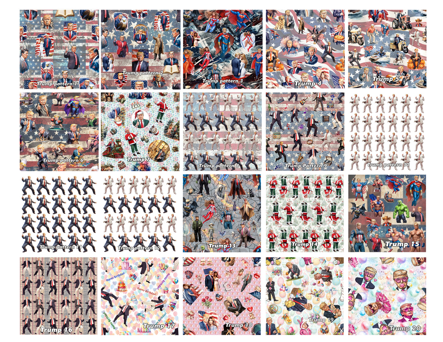 6 Guitar Picks with Keychain Snap Case - 20 Donald Trump Designs – 3 Thicknesses