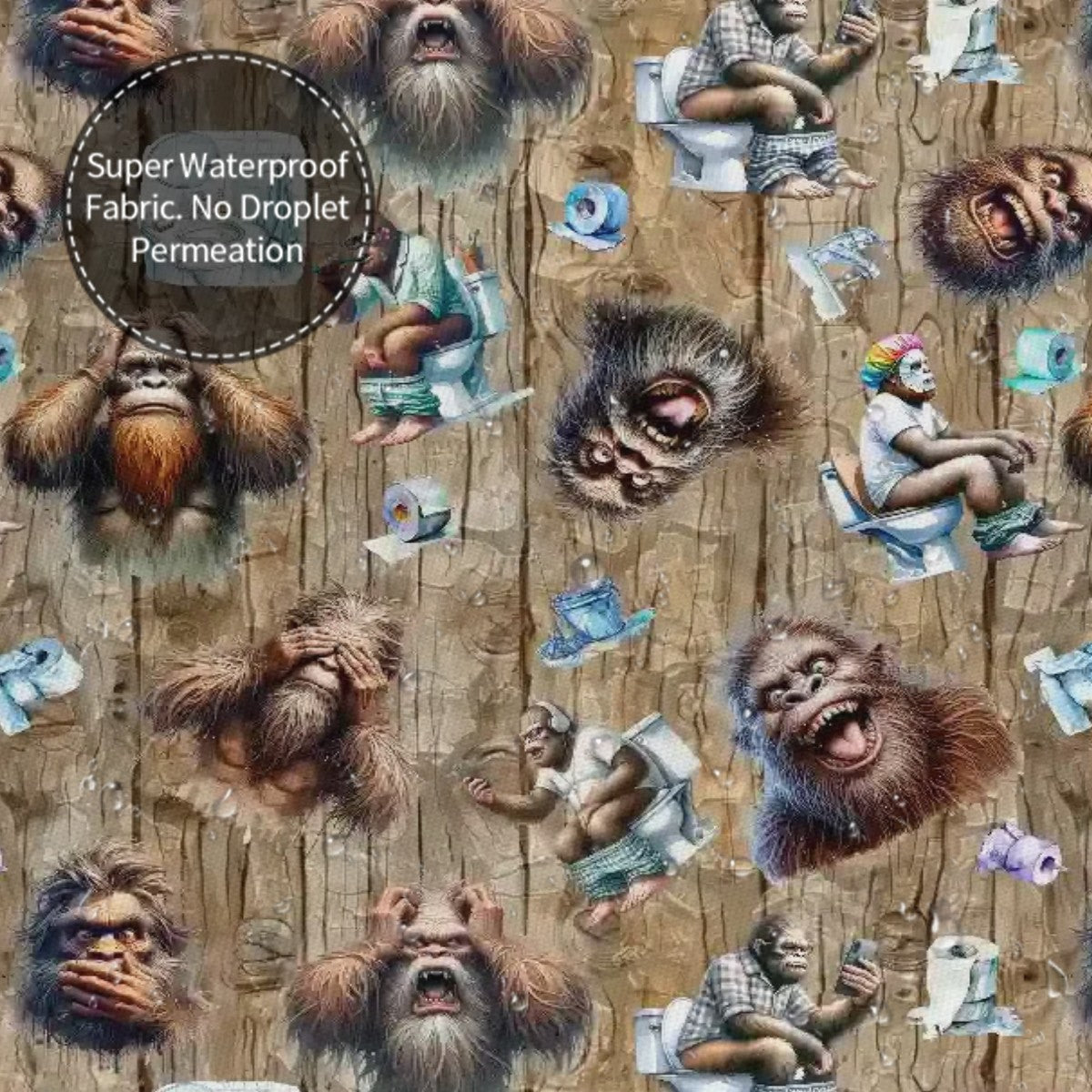 Sasquatch, Bigfoot Themed Polyester Shower Curtain  - 60”x72”