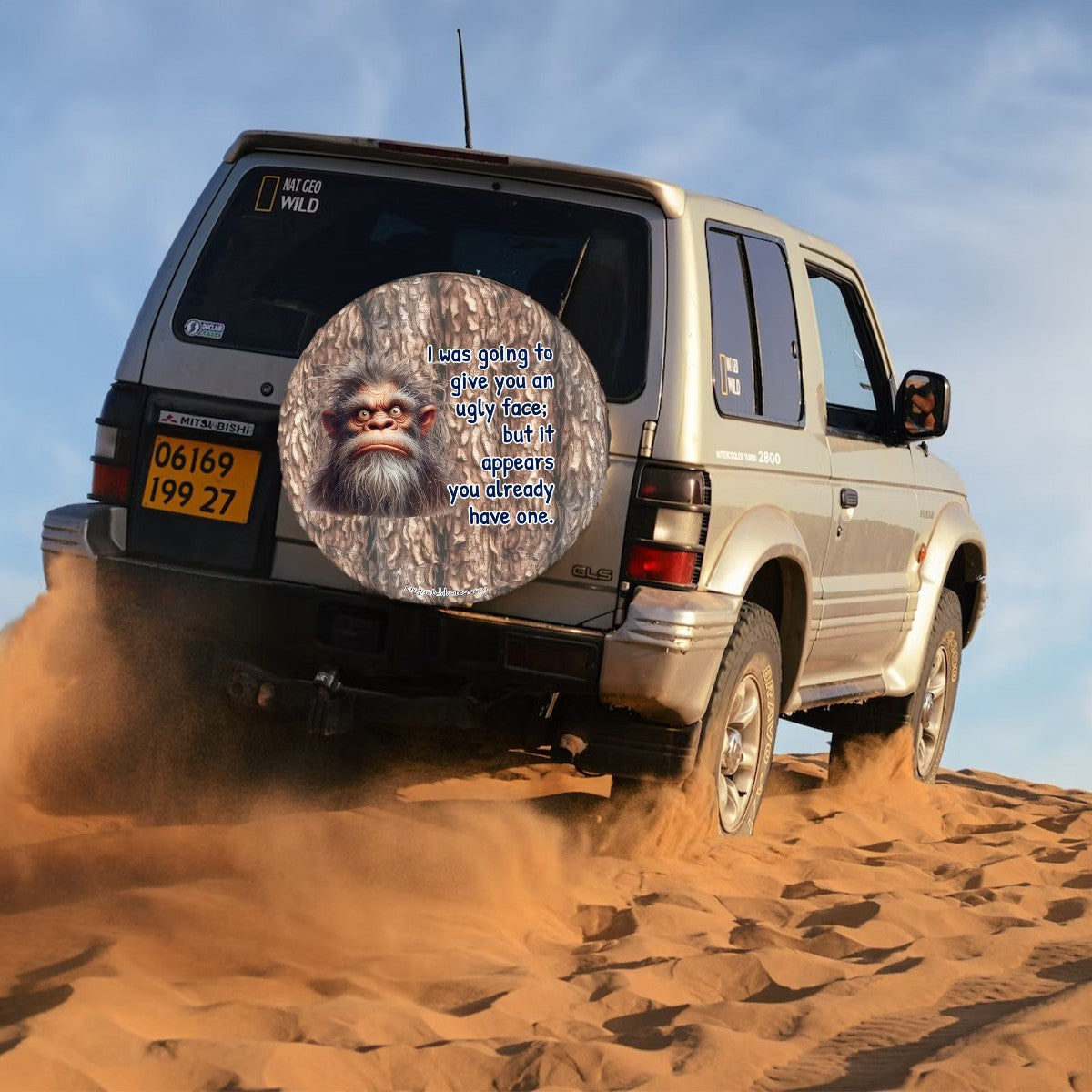 Ugly Face Sasquatch Bigfoot Tire Cover - Protect Your Spare with Style