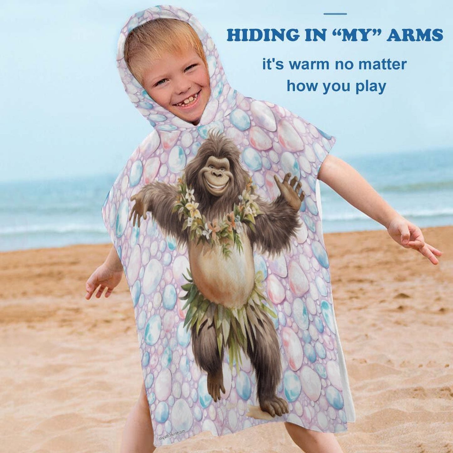 Dancing Bigfoot, Sasquatch, Terry Cloth Hooded Towel for Kids, Children