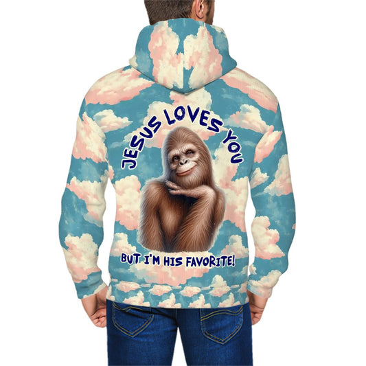Quote: "Jesus loves you..", Adult Zip Up Hoodie