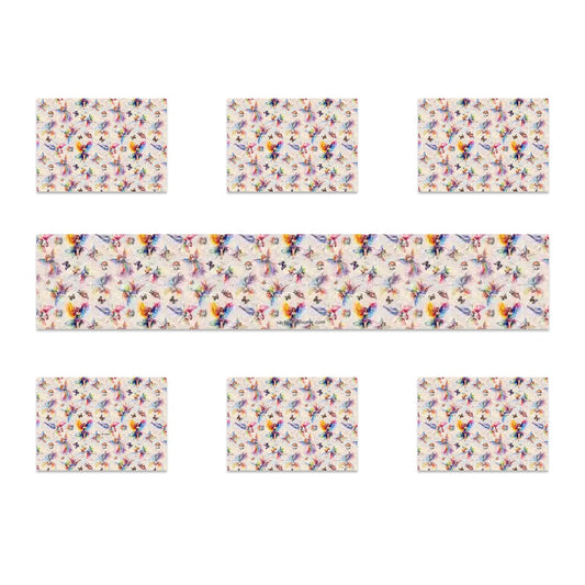 6 Fairy Designs, Table Runner Placemat Set 7 Pieces