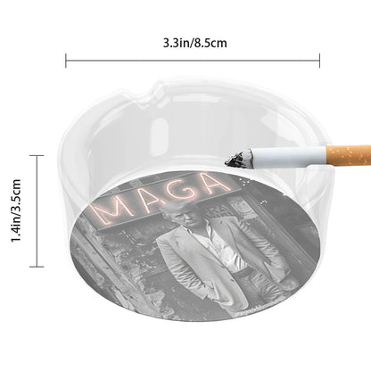 3 .3" Round, Lead Free Glass Ashtray - Donald Trump "MAGA: pic