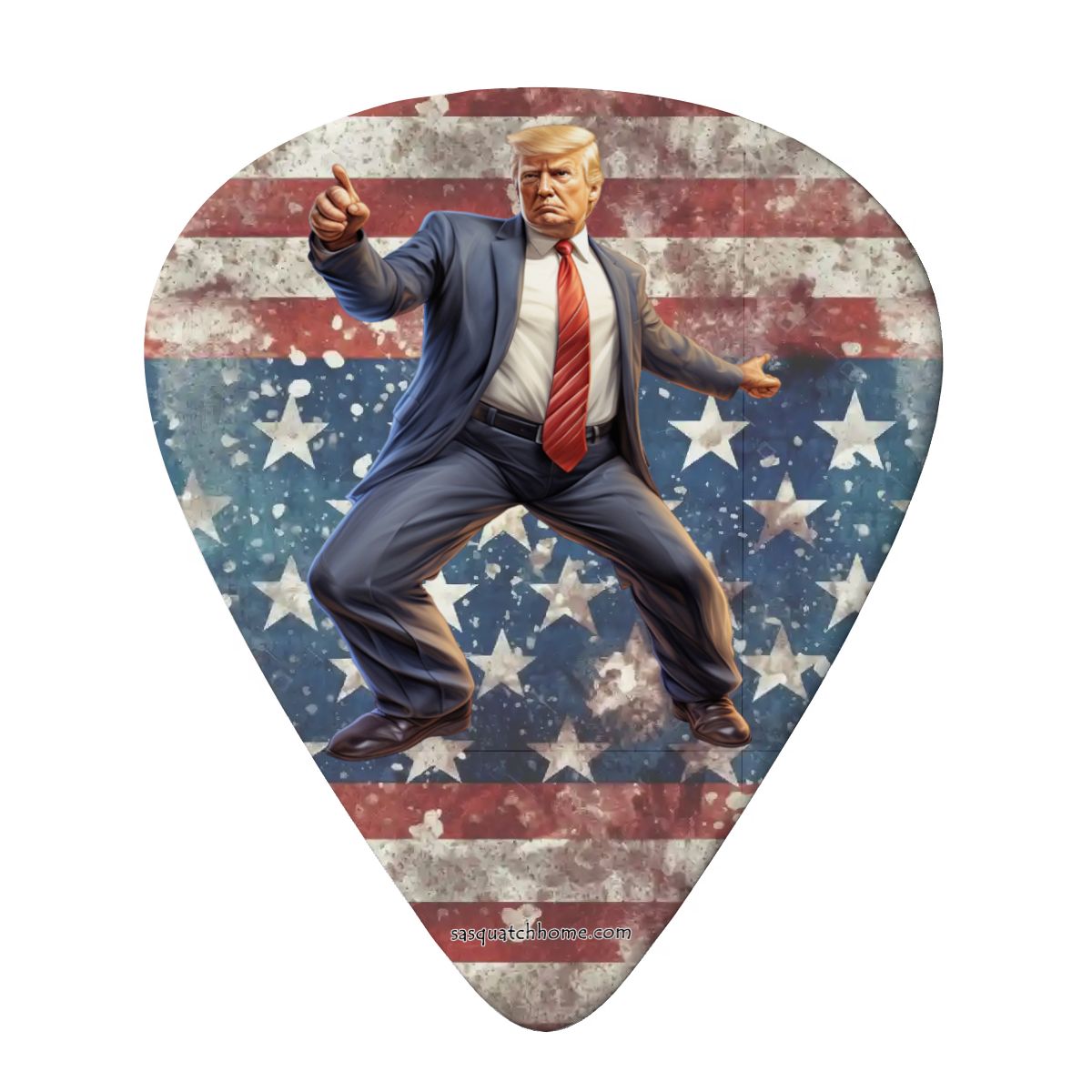6 Guitar Picks with Keychain Snap Case- Donald Trump Dancing – 3 Thicknesses